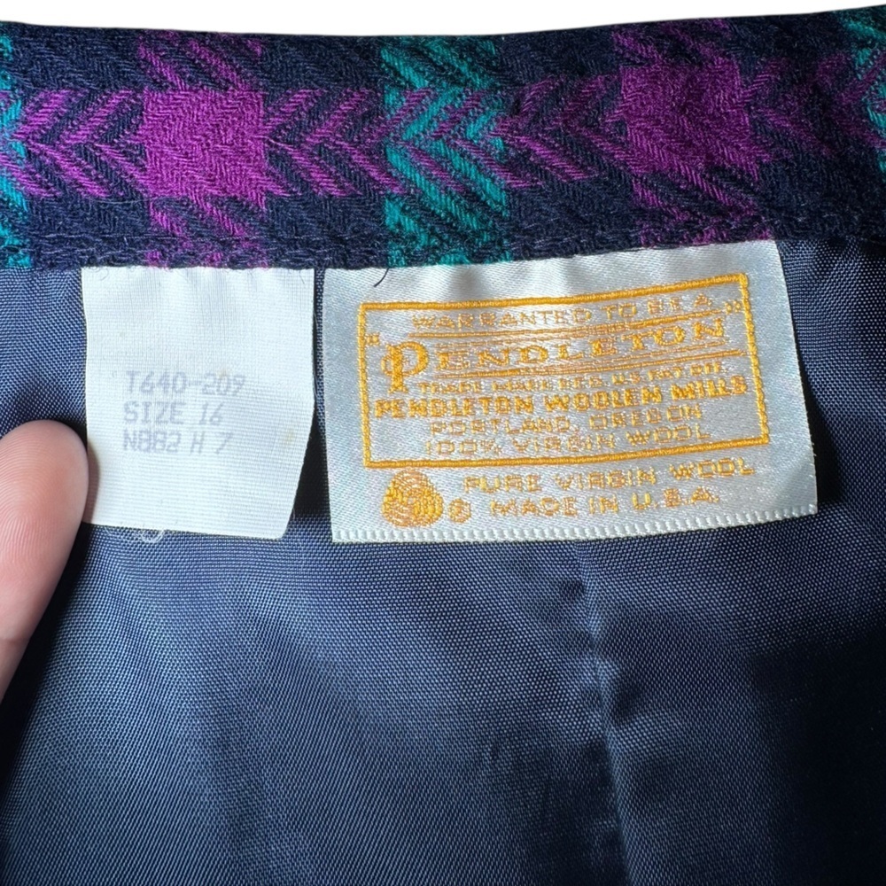 Pendleton VTG 80’s womens wool plaid lined blue and fuschia skirt size 16 - Picture 7 of 7